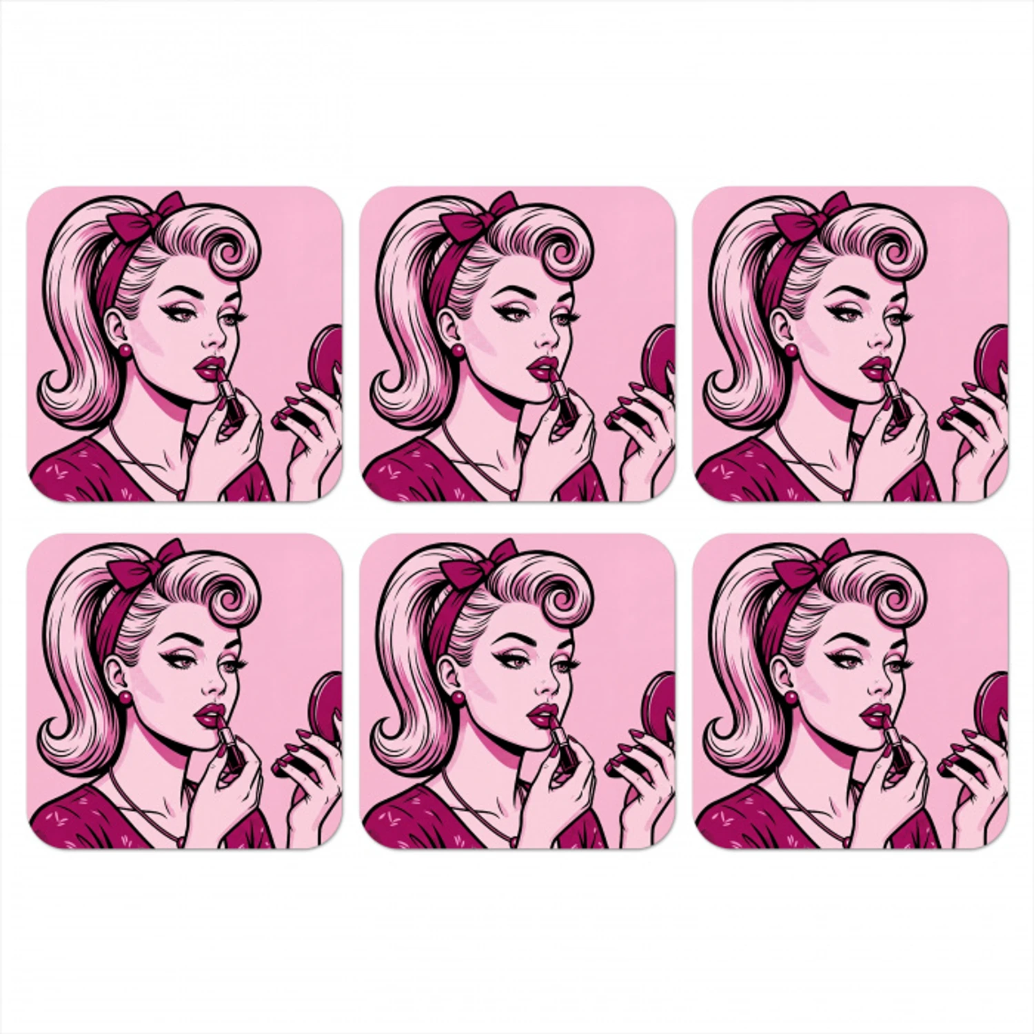 Vintage - Vrouw - Roze onderzetter kurk middel -3d