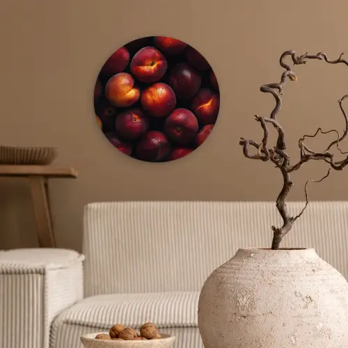 Fruit - Close up - Nectarines Wandcirkel plexiglas klein -sfeer1