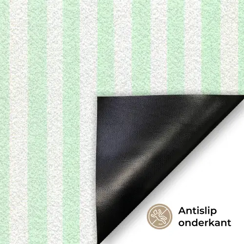 Bloemen - Ovaal - Strepen - Groen Deurmat klein -antislip_NL