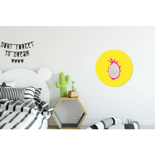 Illustratie - Drakenvrucht - Kleurrijk Wandcirkel aluminium klein -kinderkamer