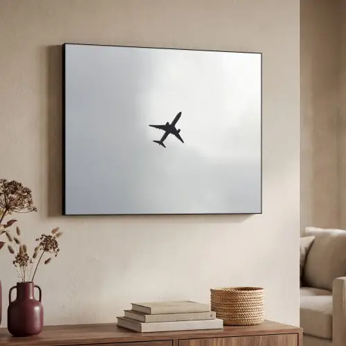 Minimalistisch - Silhouet - Zwart - Vliegtuig Textielframe zwart klein -sfeer3