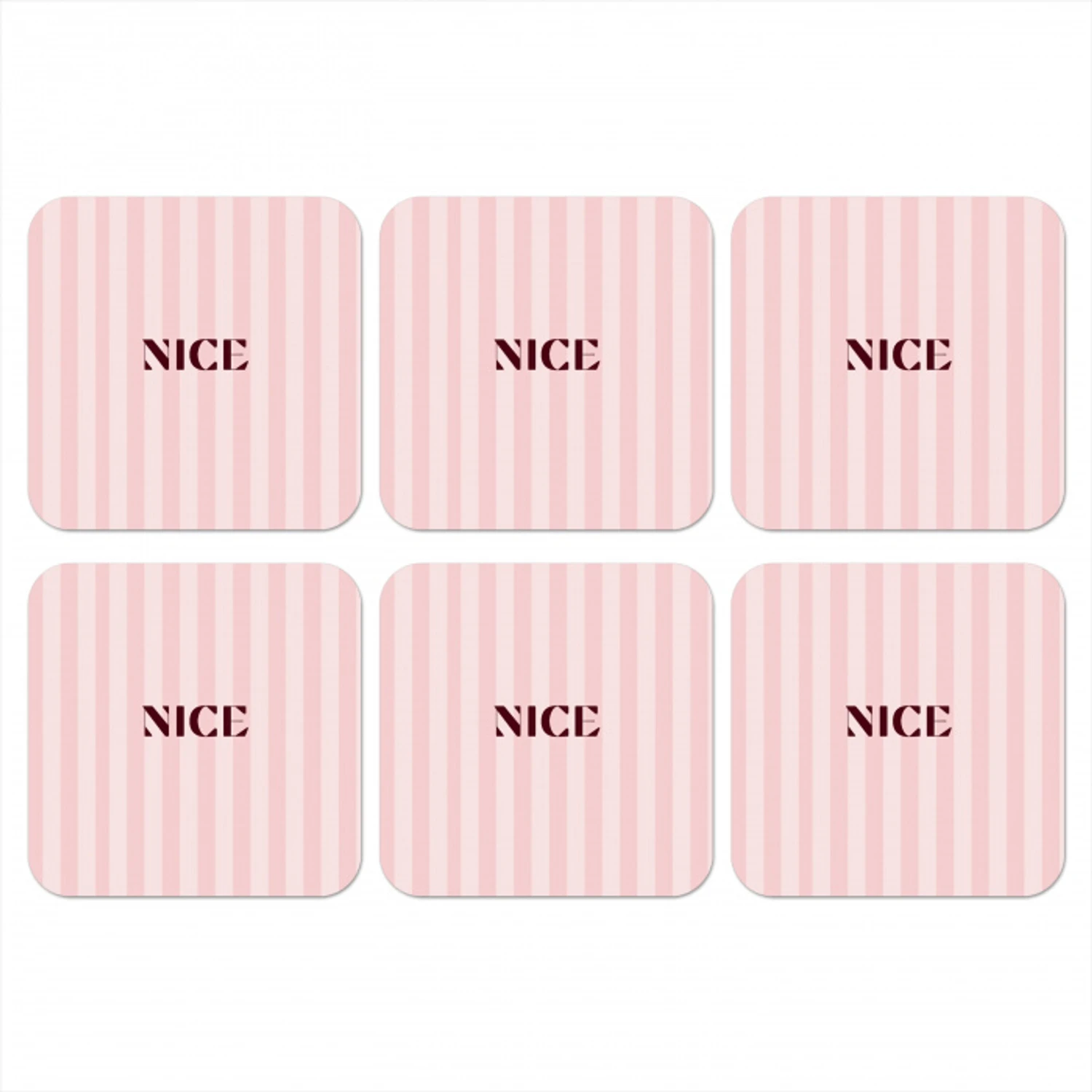 Nice - Strepen - Roze onderzetter kurk middel -3d