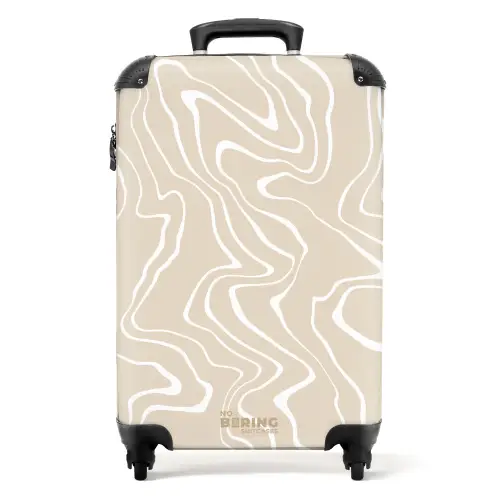 Beige achtergrond met abstracte witte lijnen NBS - Handbagage koffer - Kinderen Unisex middel -productfoto_recht