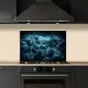 Wereldkaart - Bliksem - Blauw keuken achterwand spatscherm klein -sfeer1
