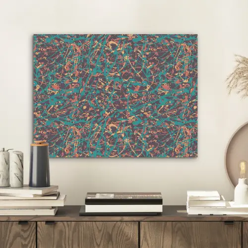 Spat - Abstract - Oranje - Groen PET vilt klein 837 -sfeer1