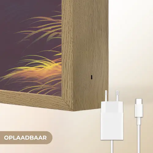 Zon - Geel - Palmbomen - Tropisch Light Box met batterij (Wandlamp) middel -USP_websiteoplaadbaarNL