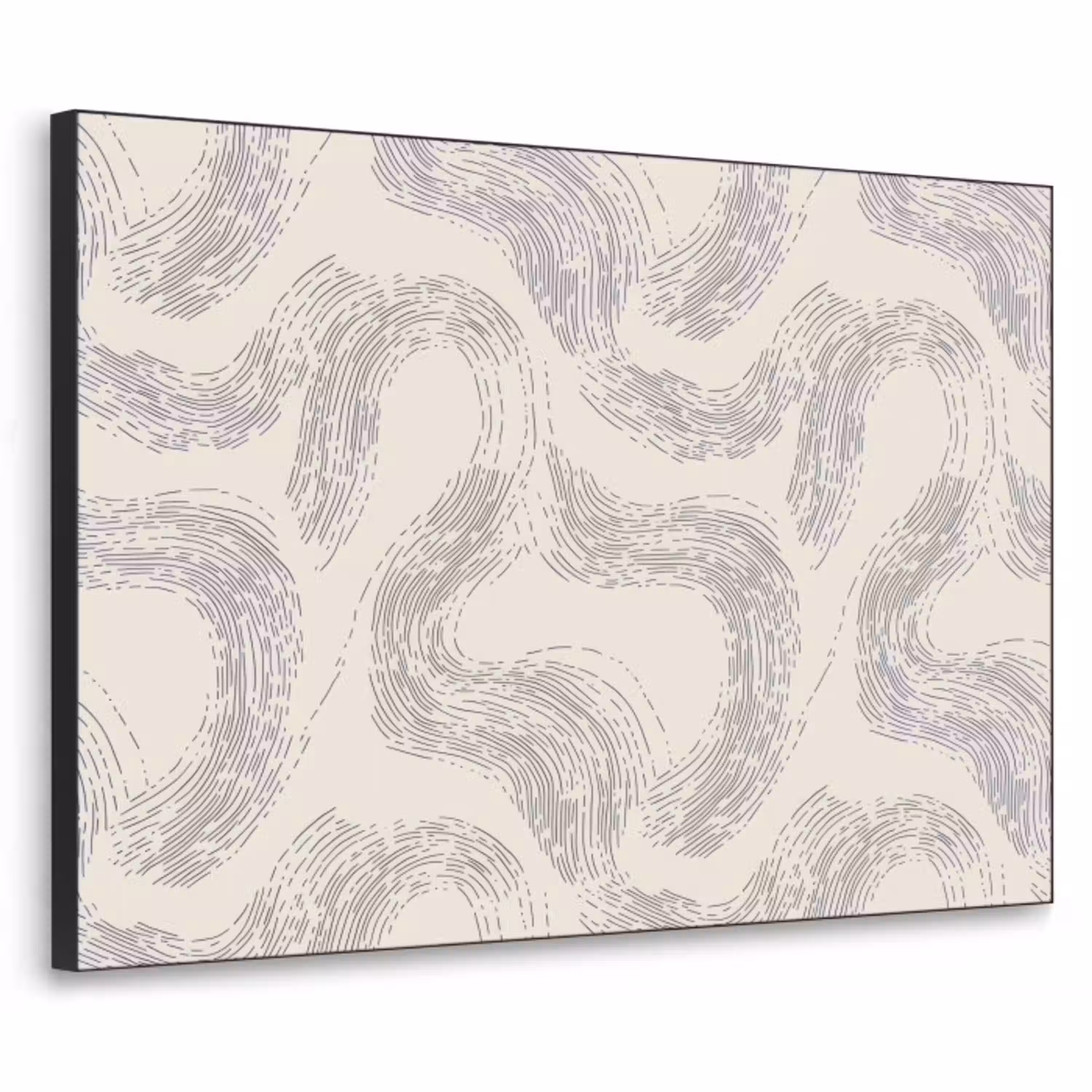 Lijnen - Patroon - Beige - Minimalistisch Textielframe zwart klein 947 -3d