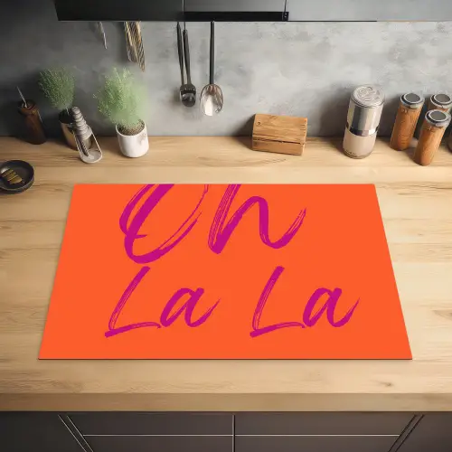 Oh la la - Oranje - Roze - Grafisch Inductie beschermer vinyl 3mm klein -sfeer5