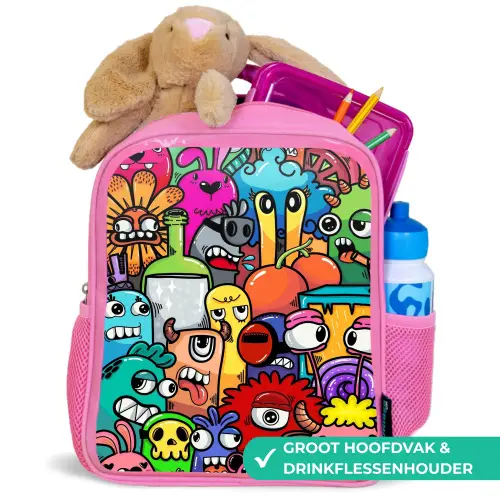 Monster met 1 Oog Kinderrugzak - Roze middel -inhoud_NL