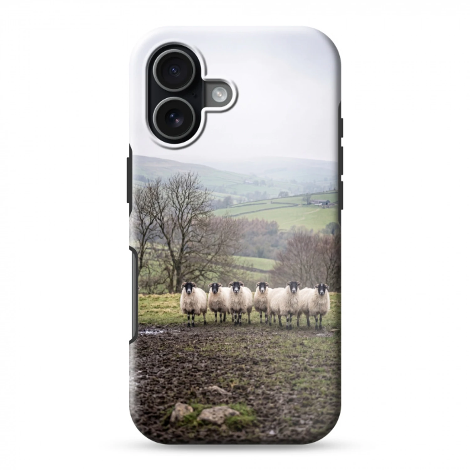 Schapen - Rij - Weide - Dieren - Platteland Toughcase MagSafe Apple iPhone 17 klein -3d