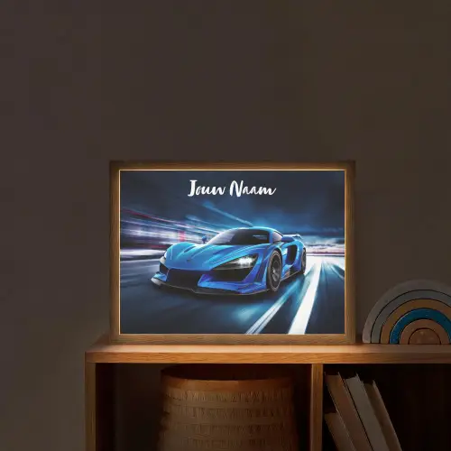 Auto - Blauw - Jongens - Kind Light Box met batterij (Wandlamp kind) middel -sfeer1_kind