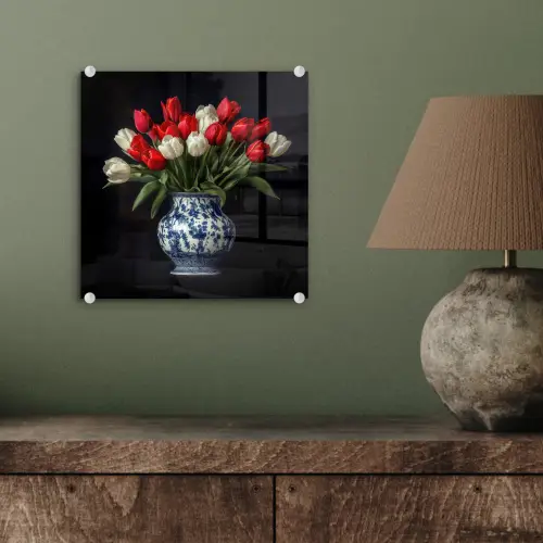 Rode - Bloemen - Tulpen - Vaas plexiglas 5mm klein -sfeer3