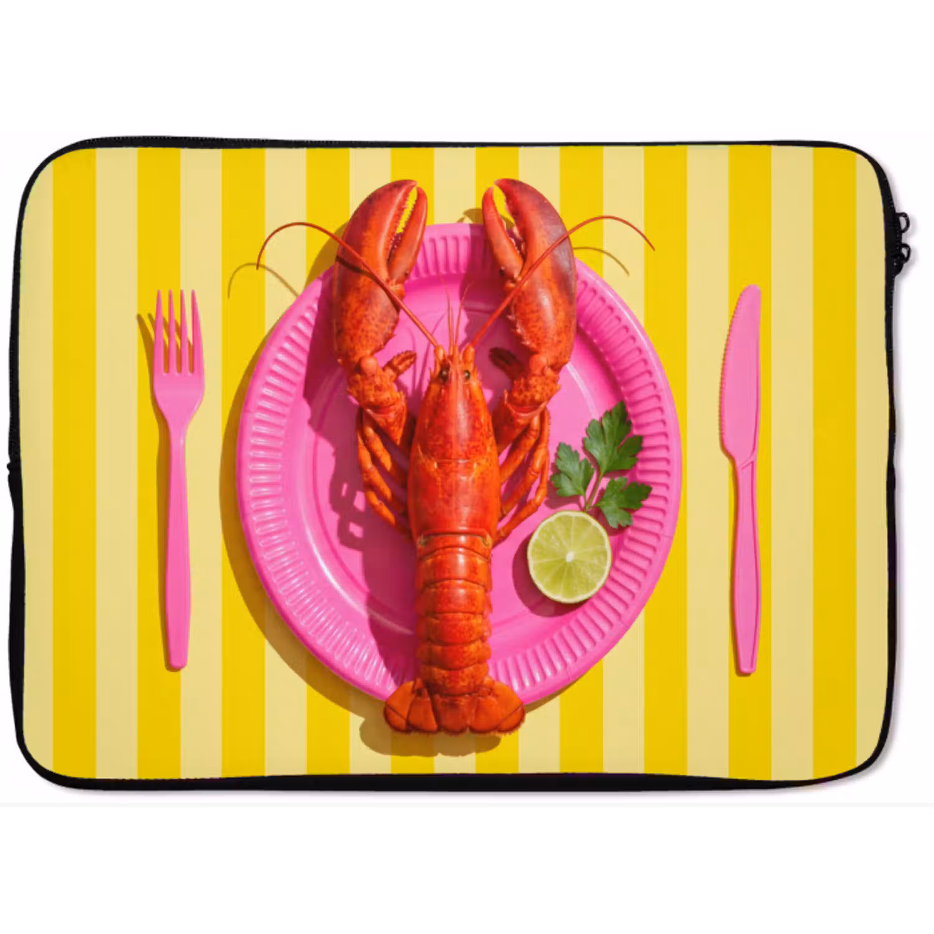 Eten - Roze - Geel - Modern - Culinaire laptophoes neopreen klein -zkaufland3dotto