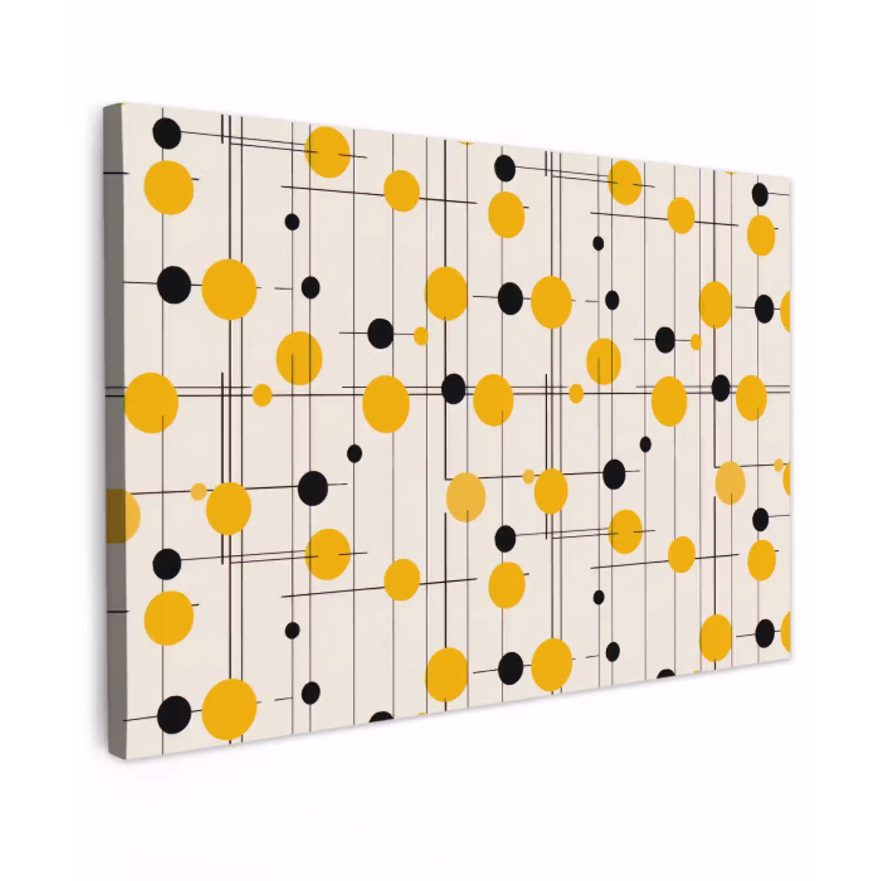 Geometrisch - Retro - Lijnen - Okergeel - Zwart canvas 2cm klein 34 -z3d