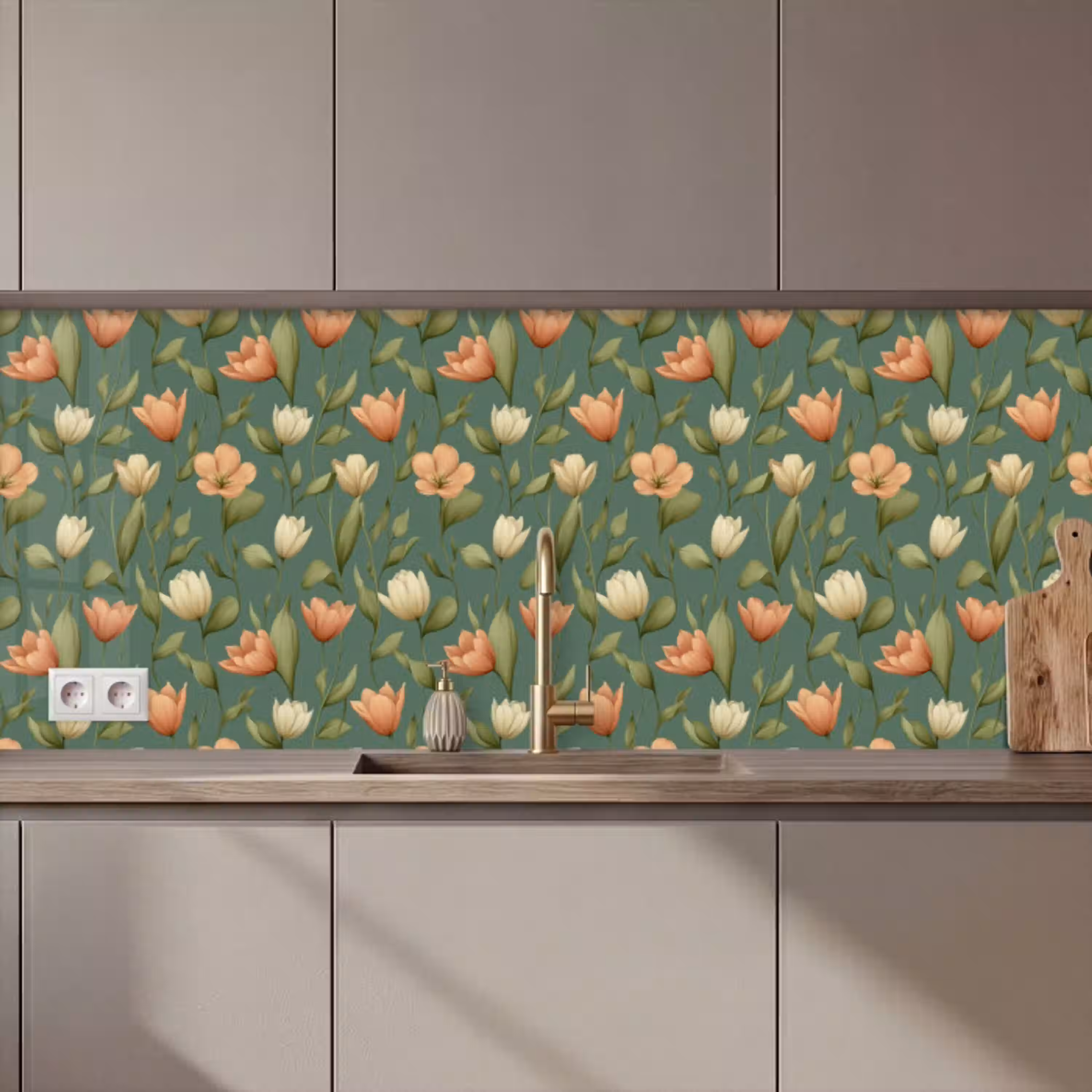 Tulpen - Botanisch - Groen keuken achterwand 2 middel 871 zz_3dshopping