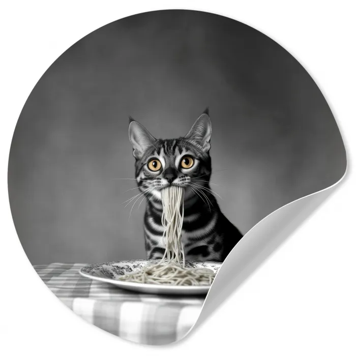 Bengaal - Kat - Tafelkleed - Zwart - Wit - Dier Wandcirkel behangsticker klein -3d