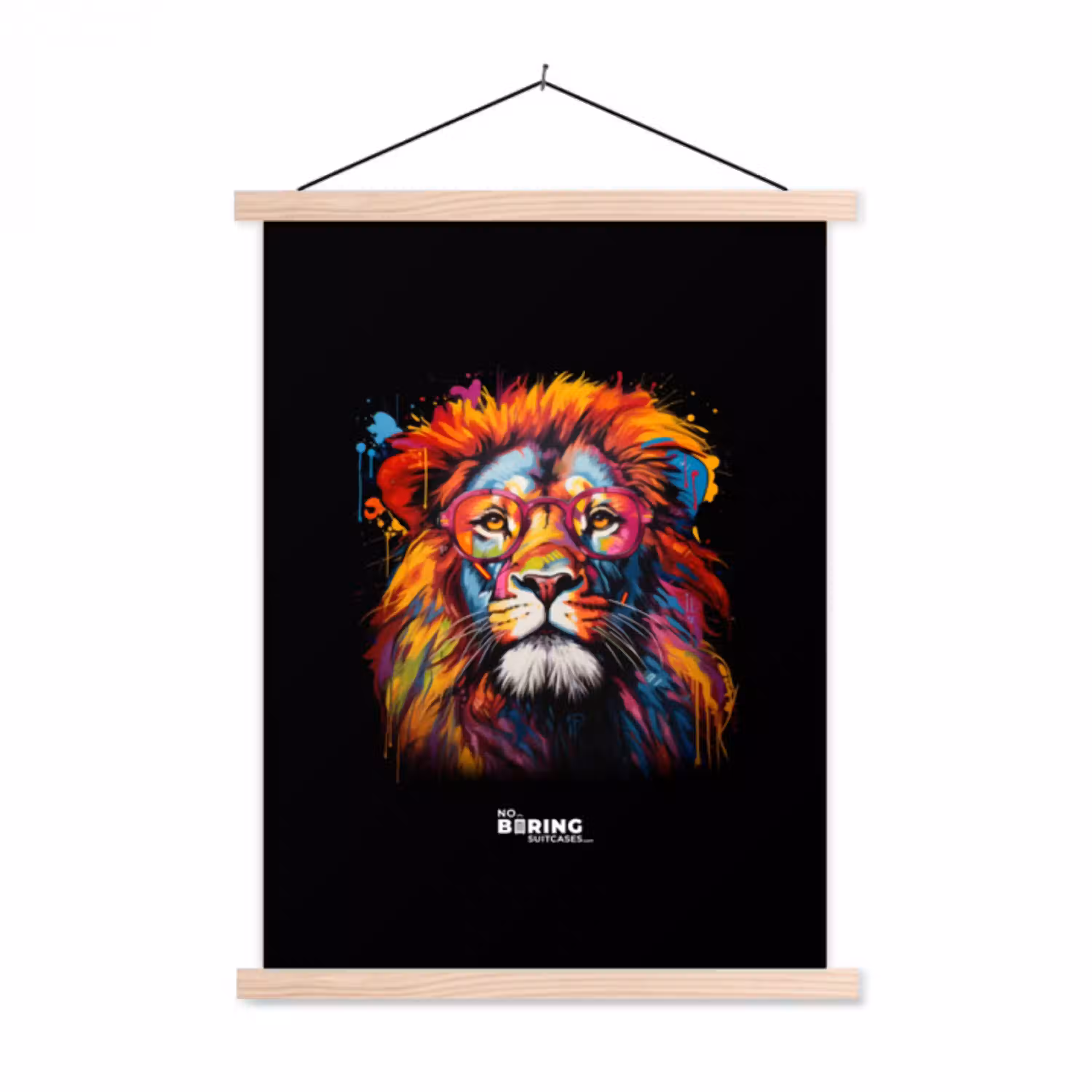 Kleurrijke leeuw in graffiti stijl textielposter latten blank klein -3d