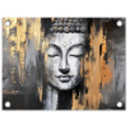Boedhha - Penseelstreken - Goud - Abstract tuinposter los doek klein -3d