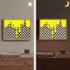Geblokt - Grafisch - Vloeistof - Geel Light Box met batterij (Wandlamp) middel -sfeer3