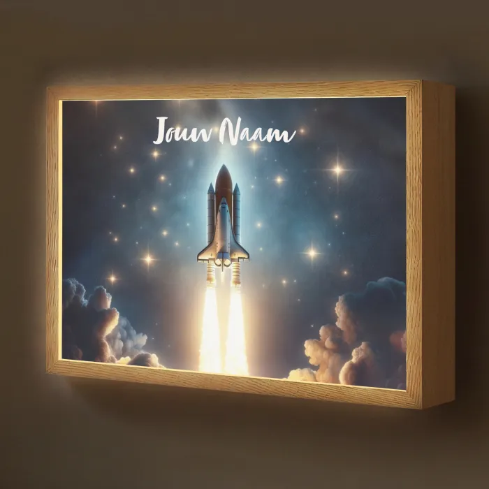 Ruimtevaart - Raket - Space - Sterren Light Box met batterij (Wandlamp kind) middel -z3d_website