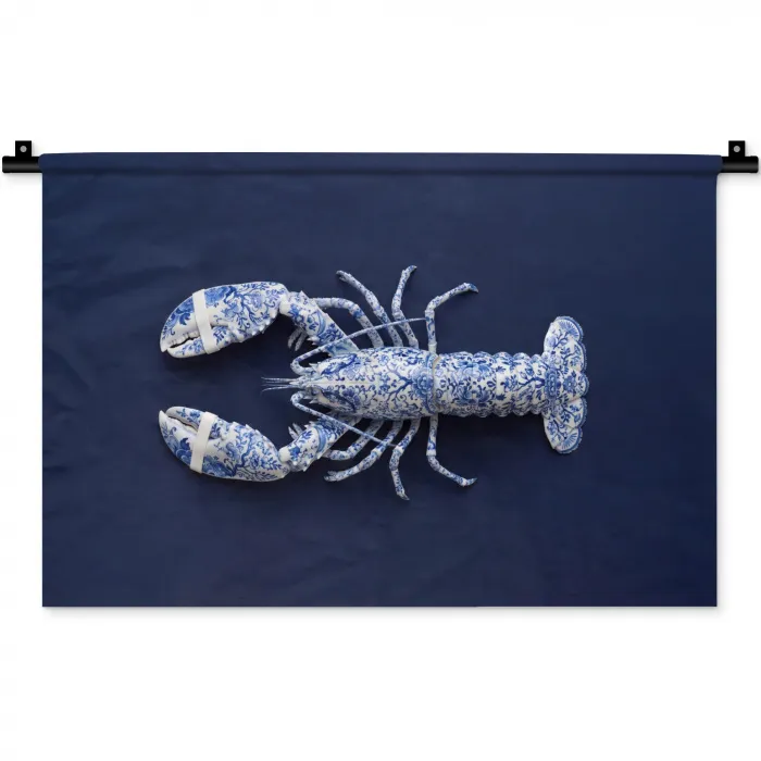 Kreeft - Porselein - Delfts - Blauw Wandkleed katoen klein -zz3d
