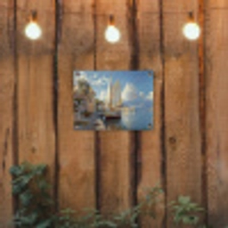 Zeilschip - Huizen - Kade - Zee tuinposter los doek klein -sfeer1