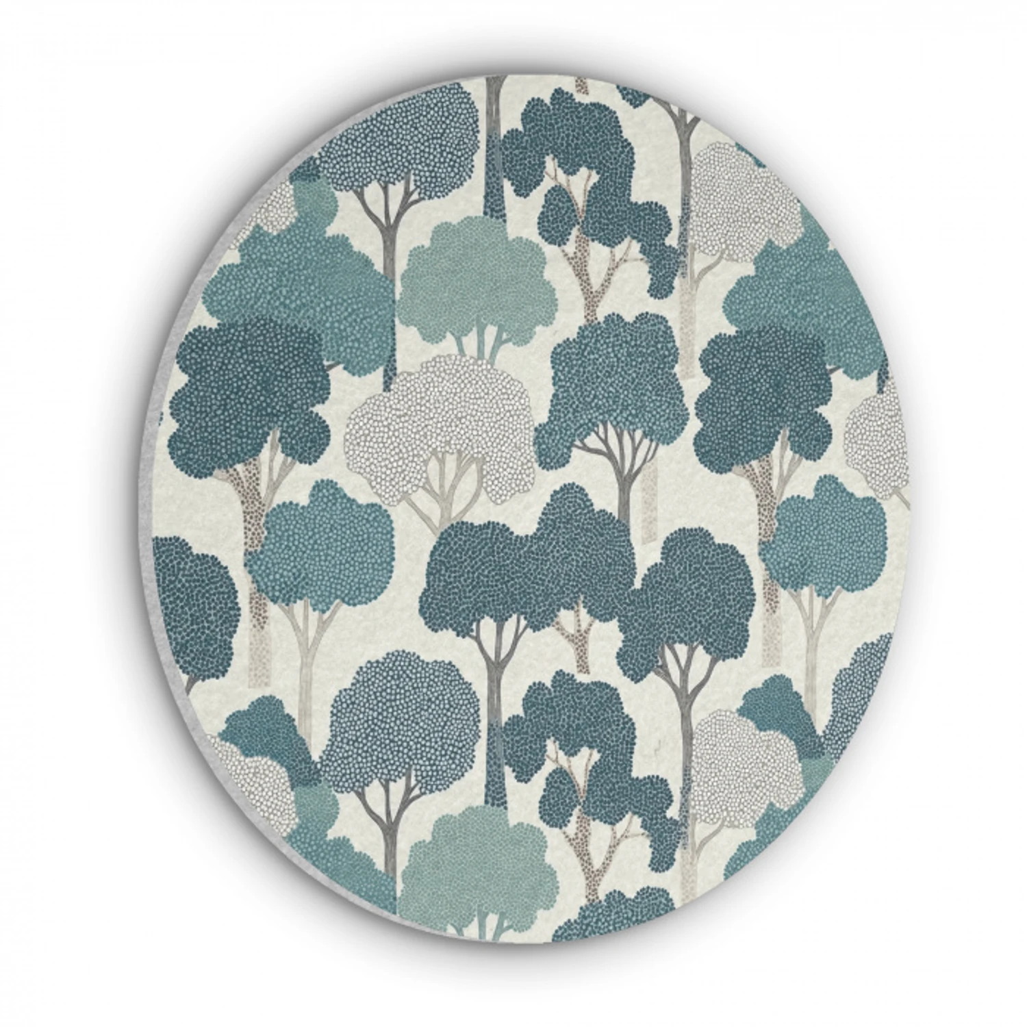 Modern - Bomen - Bos - Patroon - Blauw Akoestische PET Vilt - Rond klein 838 -3d