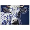 Koe - Delfts - Blauw - Artistiek poster papier klein -3d