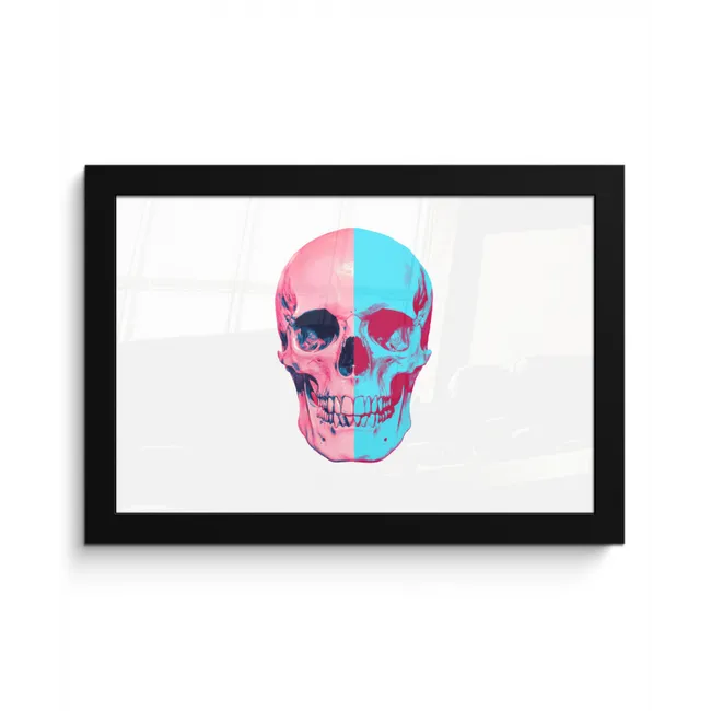 Schedel - Grafisch - Roze - Verdeeld fotolijst zwart zonder passe partout klein -3d