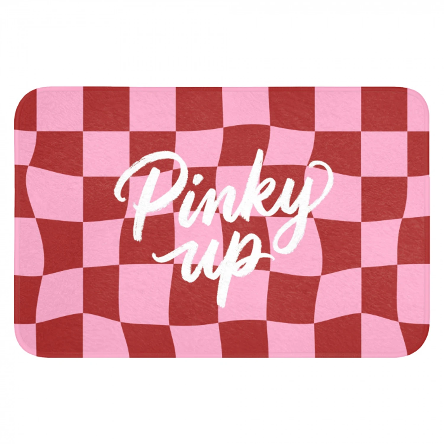 Pinky up - Geblokt - Bordeauxrood Badmat klein -3d