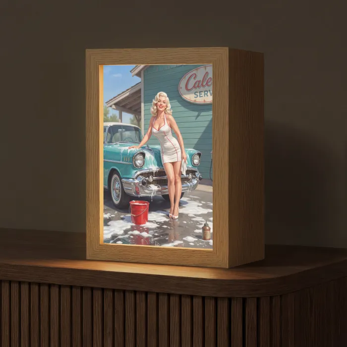 Auto - Vrouw - Groen Light Box met kabel (Tafellamp) klein -z3d_website