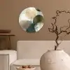 Minimalistisch - Cirkels - Penseelstreken - Beige Wandcirkel kunststof plaat 5mm dik klein -sfeer1