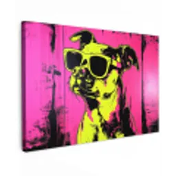 Hond - Zonnebril - Roze - Art Tuinposter op houten frame 2 cm dik klein -3d