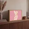 Bonjour - Stippen - Roze- Geel Light Box met batterij (Wandlamp) middel -sfeer2
