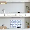 Borden - Bloemen - Patroon - Blauw keuken achterwand spatscherm klein 900 -voor_na_NL