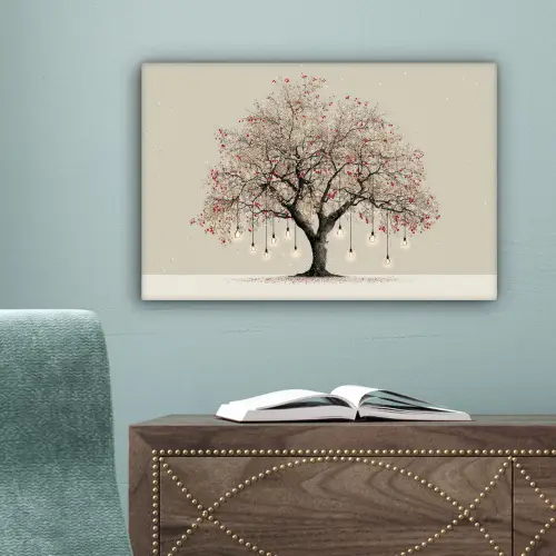 Lichtboom - Winter - Kerst - Meerkleurig canvas 2cm klein -sfeer4