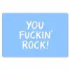 Blauw - Wit - You fuckin rock Placemat vinyl groot -zzsfeer1_Kitchenyeah-website