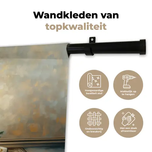 Kerstboom - Cadeaus - Goud Wandkleed katoen klein -sfeer2