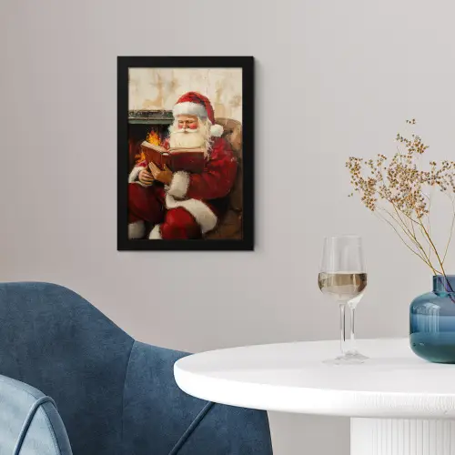 Kerst - Kerstman - Winter - Open Haard fotolijst zwart zonder passe partout klein -sfeer4
