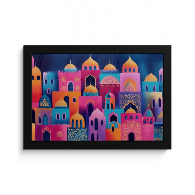 Kleurrijk - Avond - Sprookjesachtig fotolijst zwart zonder passe partout klein -3d