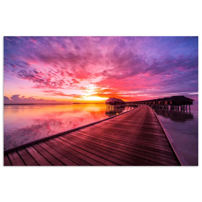Steiger - Water - Zon - Roze - Horizon poster papier klein -3d