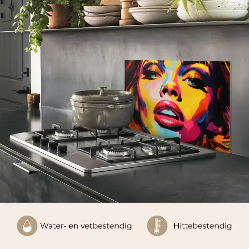 Vrouw - Gezicht - Kleurrijk keuken achterwand spatscherm klein -usp_NL