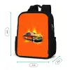 Gele auto met gele vlammen Rugzak - Zwart middel -productfoto_formaten