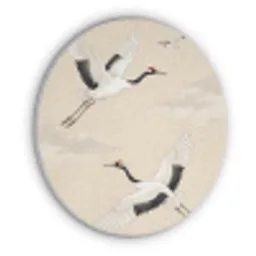 Kraanvogels - Bloesem - Beige Akoestische PET Vilt - Rond klein -3d