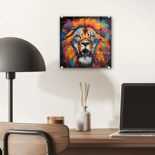 Leeuw - Graffiti - Dieren - Zwart plexiglas 5mm klein -sfeer6