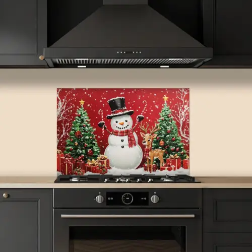 Feestvreugde - Winterbos - Kleurrijk keuken achterwand spatscherm klein -sfeer1