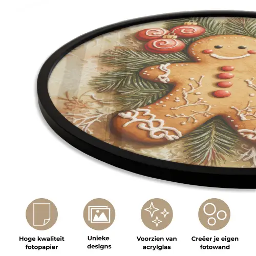 Kerstmis - Koekje - Poppetje - Speculaas Fotolijst rond zonder passe partout klein -closeup_NL