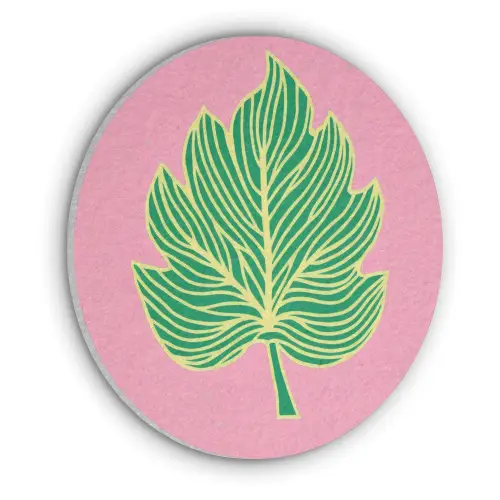 Blad - Groen - Illustratie - Minimalistisch Akoestische PET Vilt - Rond klein -3d