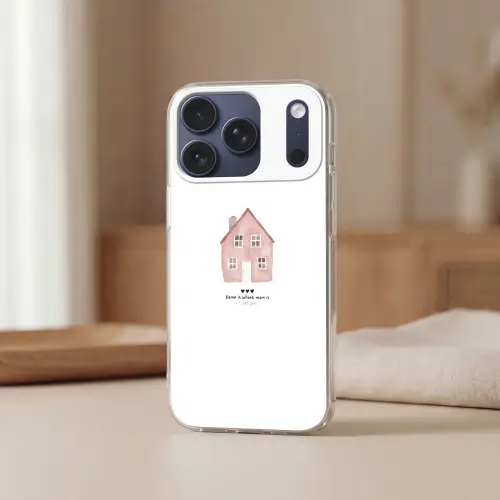 Huisje - Roze - Quote - Moeder Telefoonhoesje iPhone 17 Pro klein -sfeer2