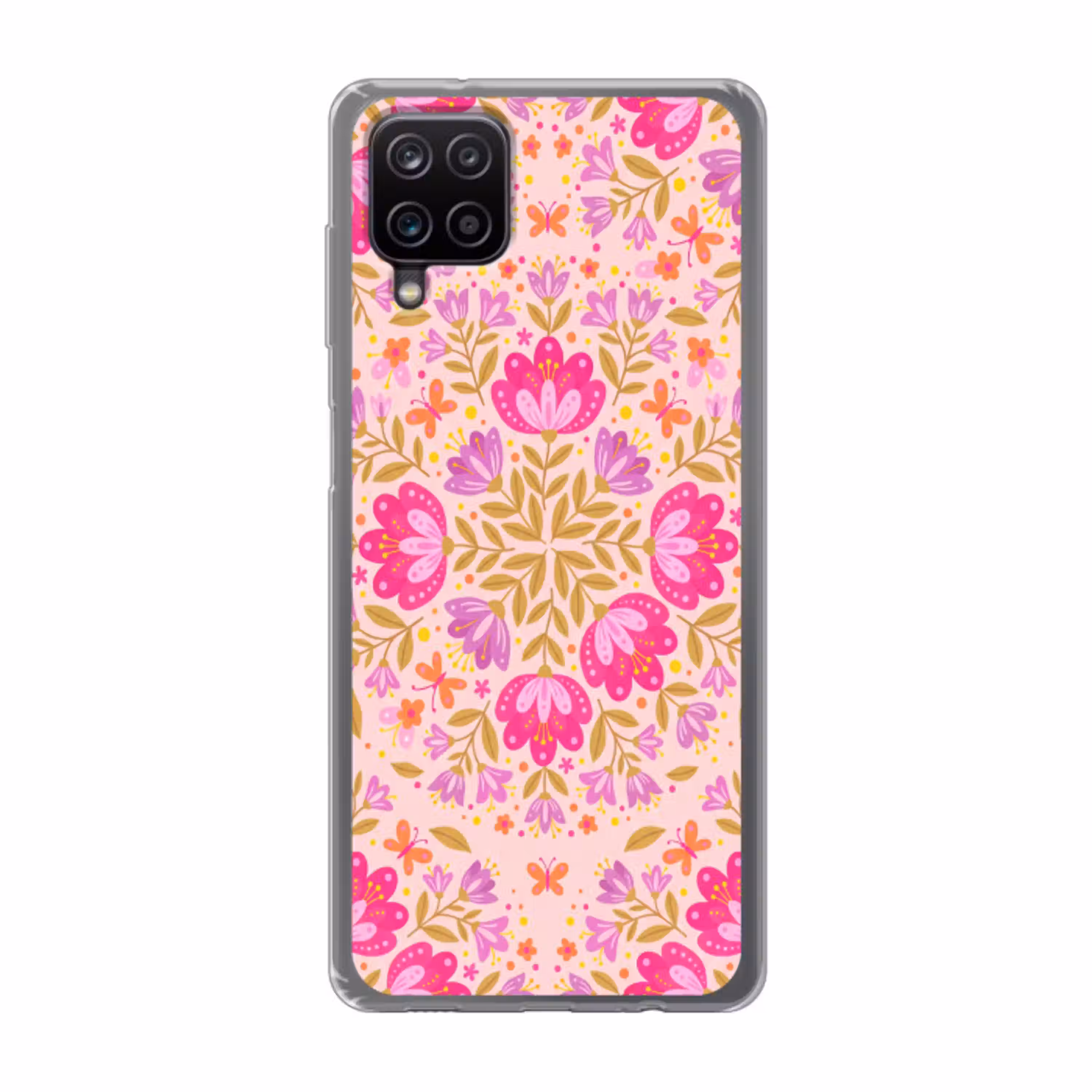 Bloemen - Patroon - Natuur - Abstract - Roze Telefoonhoesje Samsung Galaxy A12 klein -3d